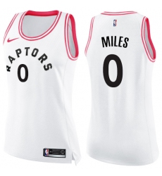 Women's Nike Toronto Raptors #0 C.J. Miles Swingman White/Pink Fashion NBA Jersey