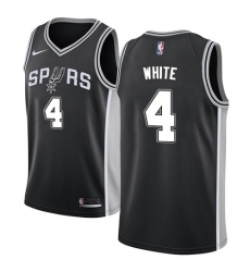 Men's Nike San Antonio Spurs #4 Derrick White Swingman Black Road NBA Jersey - Icon Edition