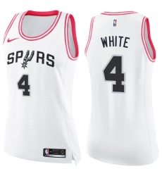 Women's Nike San Antonio Spurs #4 Derrick White Swingman White/Pink Fashion NBA Jersey