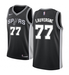 Men's Nike San Antonio Spurs #77 Joffrey Lauvergne Swingman Black Road NBA Jersey - Icon Edition