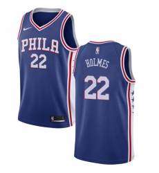 Men's Nike Philadelphia 76ers #22 Richaun Holmes Swingman Blue Road NBA Jersey - Icon Edition