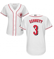 Women's Majestic Cincinnati Reds #3 Scooter Gennett Replica White MLB Jersey