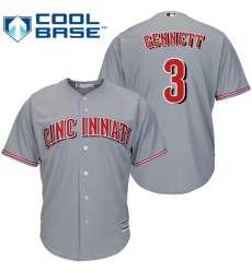 Youth Majestic Cincinnati Reds #3 Scooter Gennett Replica Grey Road Cool Base MLB Jersey