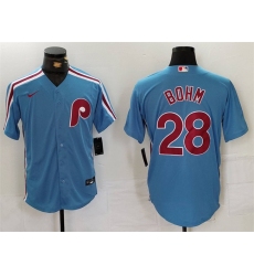 Men's Philadelphia Phillies #28 Alec Bohm Blue Cool Base Stitched Jersey