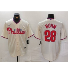 Men's Philadelphia Phillies #28 Alec Bohm Cream Cool Base Stitched Jersey