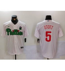 Men's Philadelphia Phillies #5 Bryson Stott White Green Cool Base Stitched Jersey