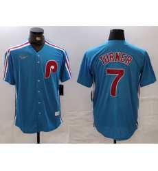 Men's Philadelphia Phillies #7 Trea Turner Blue Cooperstown Throwback Cool Base Nike Jersey