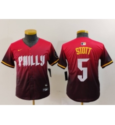 Youth Philadelphia Phillies #5 Bryson Stott Red 2024 City Connect Limited Jersey