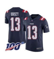 Men's New England Patriots #13 Phillip Dorsett Limited Navy Blue Rush Vapor Untouchable 100th Season Football Jersey