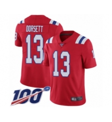 Men's New England Patriots #13 Phillip Dorsett Red Alternate Vapor Untouchable Limited Player 100th Season Football Jersey
