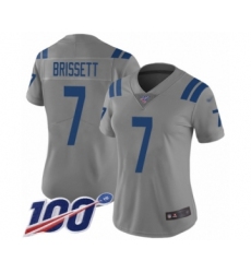 Women's Indianapolis Colts #7 Jacoby Brissett Limited Gray Inverted Legend 100th Season Football Jersey