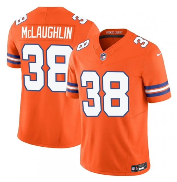 Men's Denver Broncos #38 Jaleel McLaughlin Orange F.U.S.E. Mile High Collection 1977 Throwback Vapor Limited Football Stitched Jersey