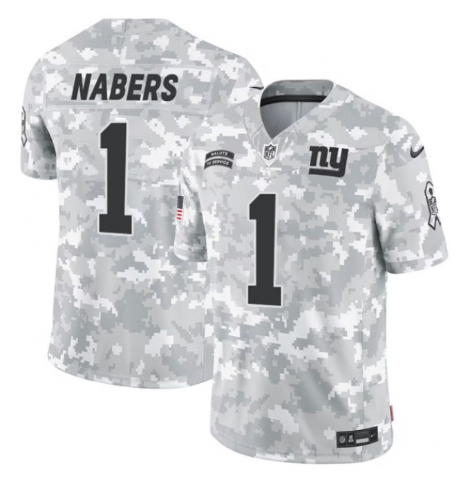 Men's New York Giants #1 Malik Nabers 2024 F.U.S.E Arctic Camo Salute To Service Limited Stitched Football Jersey