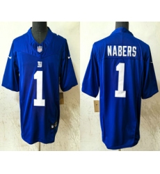 Men's New York Giants #1 Malik Nabers Blue 2024 FUSE Vapor Stitched Jersey