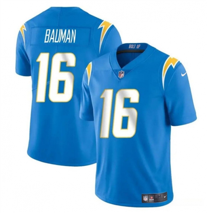 Men's Los Angeles Chargers #16 Casey Bauman Blue 2024 Vapor Limited Football Stitched Jersey