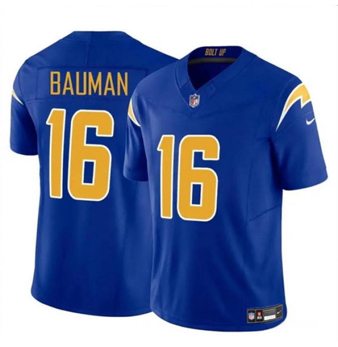 Men's Los Angeles Chargers #16 Casey Bauman Royal 2024 F.U.S.E. Vapor Limited Football Stitched Jersey