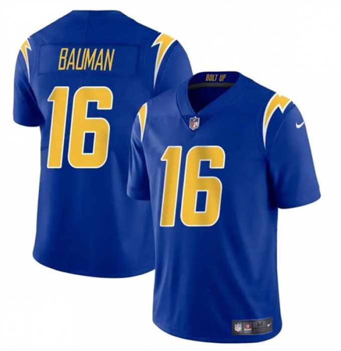 Men's Los Angeles Chargers #16 Casey Bauman Royal 2024 Vapor Limited Football Stitched Jersey