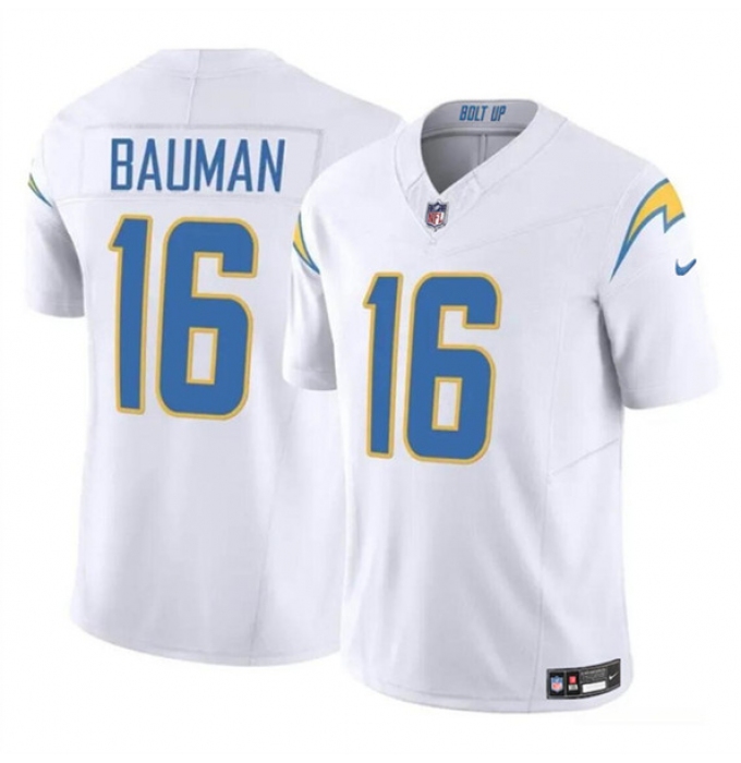 Men's Los Angeles Chargers #16 Casey Bauman White 2024 F.U.S.E. Vapor Limited Football Stitched Jersey