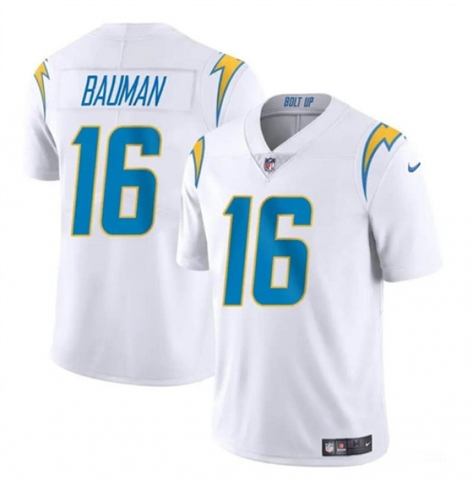 Men's Los Angeles Chargers #16 Casey Bauman White 2024 Vapor Limited Football Stitched Jersey