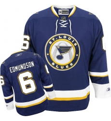 Women's Reebok St. Louis Blues #6 Joel Edmundson Premier Navy Blue Third NHL Jersey