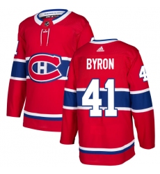 Youth Adidas Montreal Canadiens #41 Paul Byron Authentic Red Home NHL Jersey
