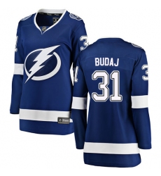 Women's Tampa Bay Lightning #31 Peter Budaj Fanatics Branded Royal Blue Home Breakaway NHL Jersey