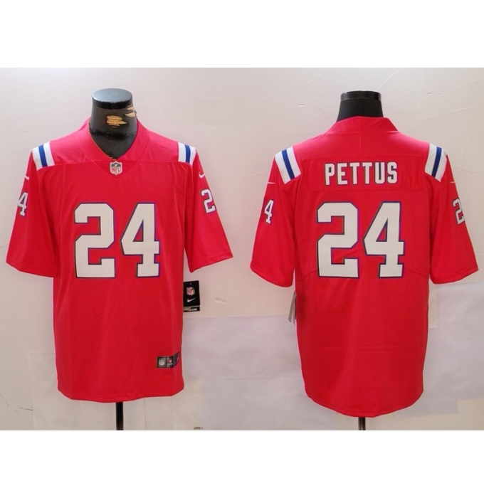 Men's New England Patriots #24 Dell Pettus Red Vapor Limited Stitched Football Jersey