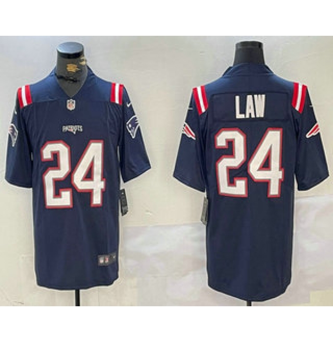 Men's New England Patriots #24 Ty Law Navy Blue Vapor Stitched Limited Jersey