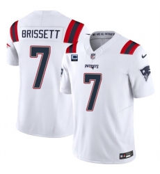 Men's New England Patriots #7 Jacoby Brissett White F.U.S.E. With 2-Star C Vapor Limited Stitched Football Jersey