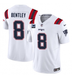 Men's New England Patriots #8 Ja'Whaun Bentley White F.U.S.E. With 4-Star C Vapor Limited Stitched Football Jersey