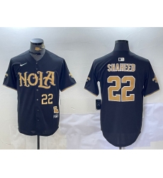 Men's New Orleans Saints #22 Rashid Shaheed Black Cool Base Stitched Baseball Jerses