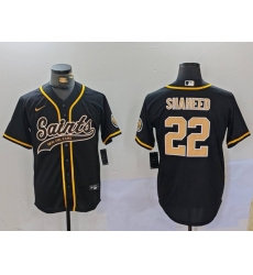 Men's New Orleans Saints #22 Rashid Shaheed Black Cool Base Stitched Baseball Jersey