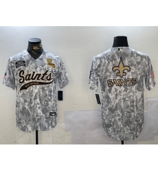 Men's New Orleans Saints Team Big Logo 2024 Arctic Camo Salute To Service Stitched Baseball Jerseys