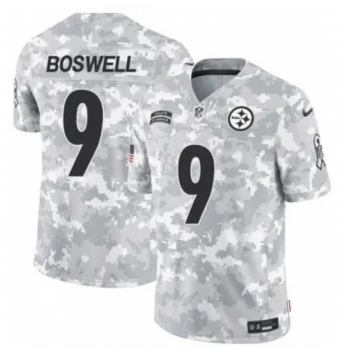 Men's Pittsburgh Steelers #9 Chris Boswell Vapor Limited 2024 Salute to Service Arctic Camo Stitched jersey