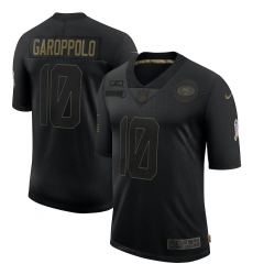 Men's San Francisco 49ers #10 Jimmy Garoppolo Black 2020 Salute To Service Limited Jersey
