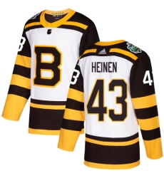 Youth Adidas Boston Bruins #43 Danton Heinen Authentic White 2019 Winter Classic NHL Jersey