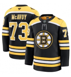 Men's Boston Bruins #73 Charlie McAvoy Black 2024-25 Home Stitched Hockey Jersey