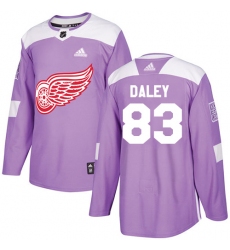 Men's Adidas Detroit Red Wings #83 Trevor Daley Authentic Purple Fights Cancer Practice NHL Jersey
