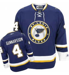 Men's Reebok St. Louis Blues #4 Carl Gunnarsson Authentic Navy Blue Third NHL Jersey