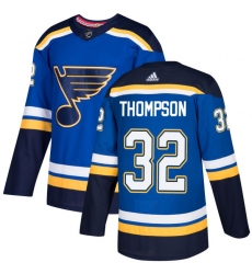 Men's Adidas St. Louis Blues #32 Tage Thompson Authentic Royal Blue Home NHL Jersey