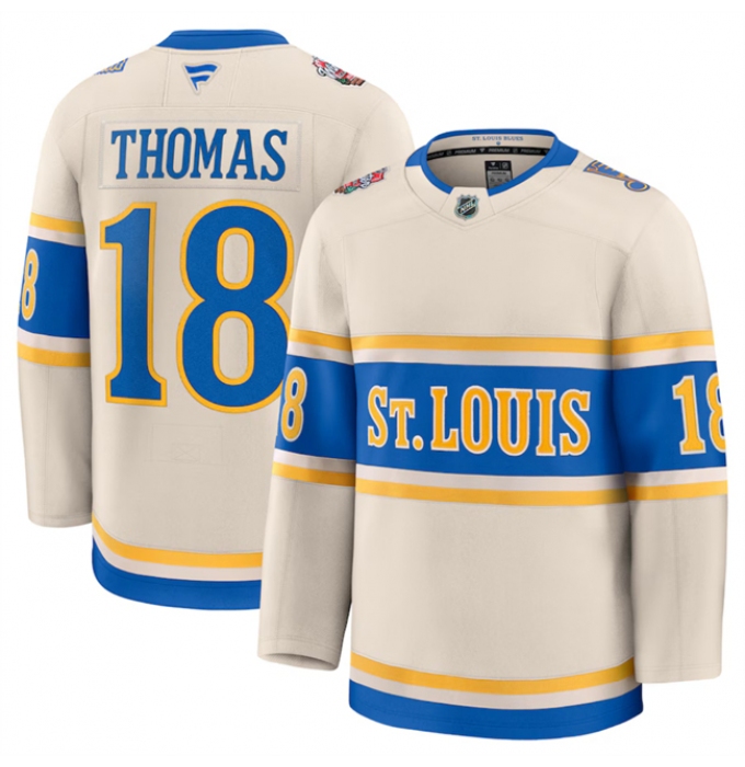 Men's St. Louis Blues #18 Robert Thomas Cream 2024-25 Winter Classic Stitched Hockey Jersey