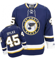 Men's Reebok St. Louis Blues #45 Luke Opilka Authentic Navy Blue Third NHL Jersey