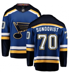 Men's St. Louis Blues #70 Oskar Sundqvist Fanatics Branded Royal Blue Home Breakaway NHL Jersey
