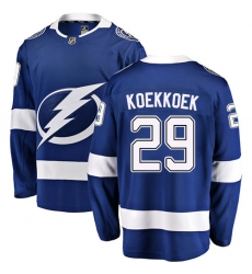 Men's Tampa Bay Lightning #29 Slater Koekkoek Fanatics Branded Royal Blue Home Breakaway NHL Jersey