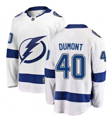 Youth Tampa Bay Lightning #40 Gabriel Dumont Fanatics Branded White Away Breakaway NHL Jersey