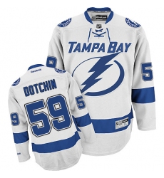 Men's Reebok Tampa Bay Lightning #59 Jake Dotchin Authentic White Away NHL Jersey