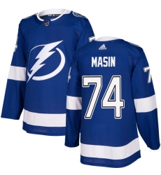 Youth Adidas Tampa Bay Lightning #74 Dominik Masin Authentic Royal Blue Home NHL Jersey