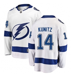 Men's Tampa Bay Lightning #14 Chris Kunitz Fanatics Branded White Away Breakaway NHL Jersey