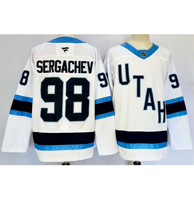 Men's Utah Hockey Club #98 Mikhail Sergachev White 2024-25 Stitched Jersey