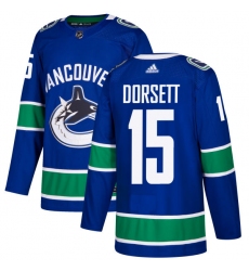 Youth Adidas Vancouver Canucks #15 Derek Dorsett Premier Blue Home NHL Jersey